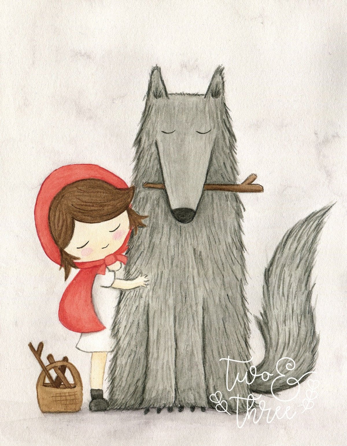 Красная шапочка и волк рисунок