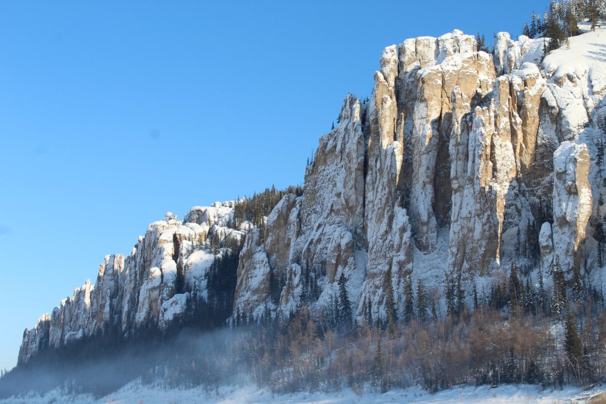 Река Лена зима Ленские столбы