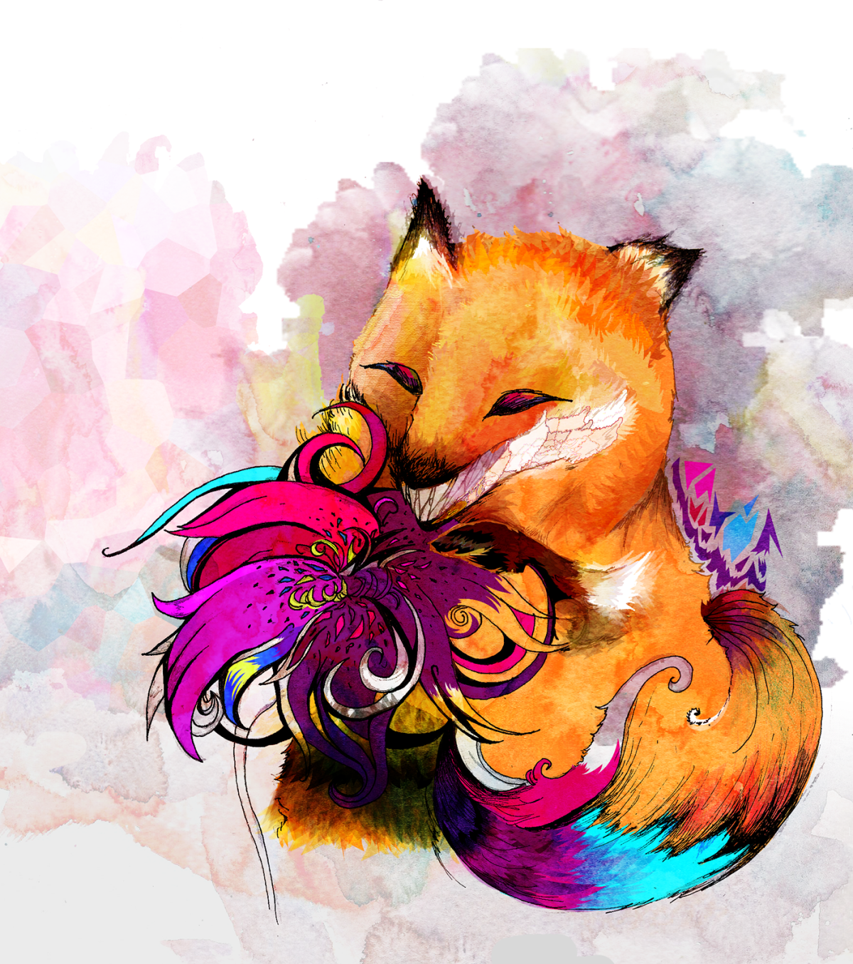 Лисичка с цветами