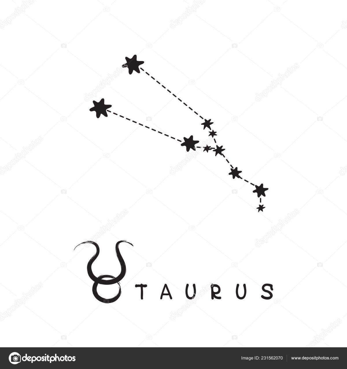 Созвездие Телец на белом фоне