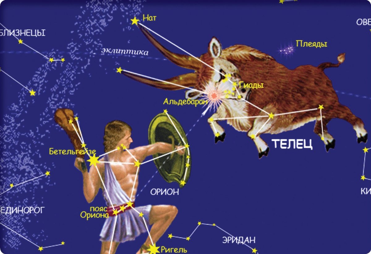 Альдебаран в созвездии тельца