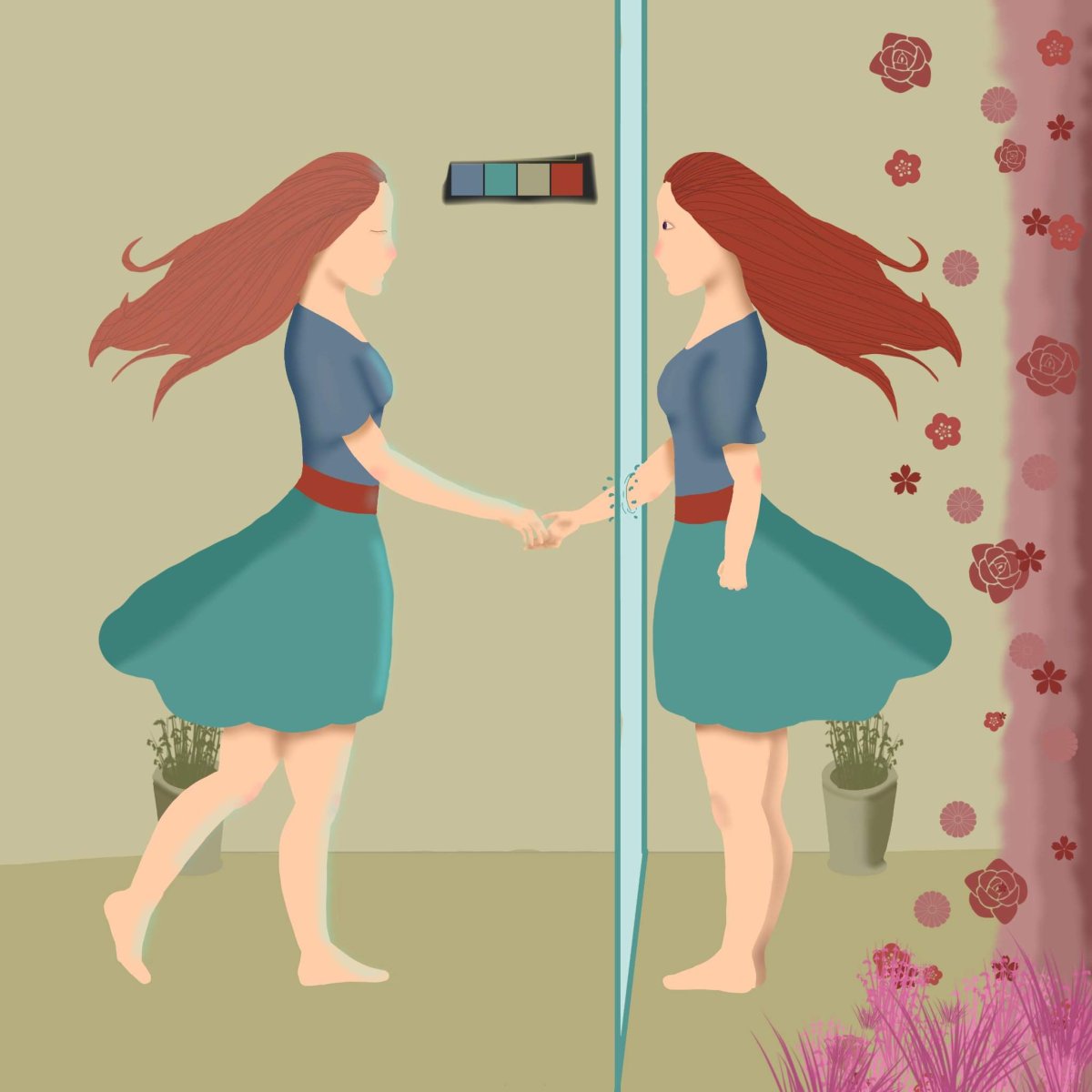 Отражение человека в зеркале