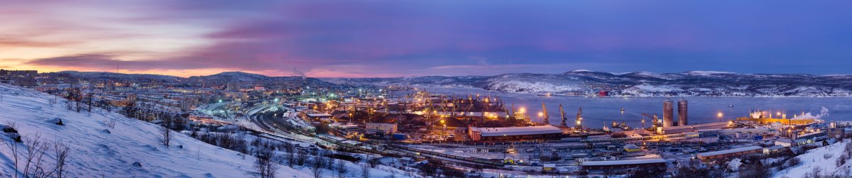 Мурманск ночной с высоты птичьего полета