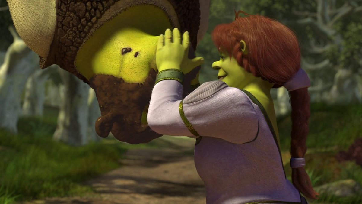 Принцесса Фиона и Шрек поцелуй