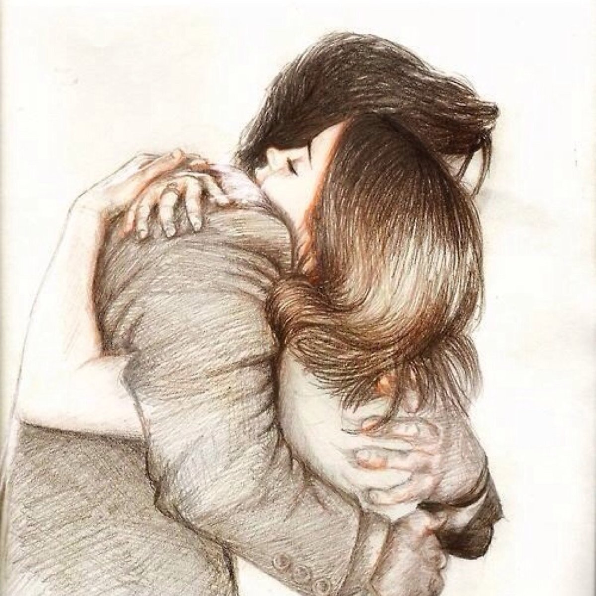 Парень и девушка объятия рисунок