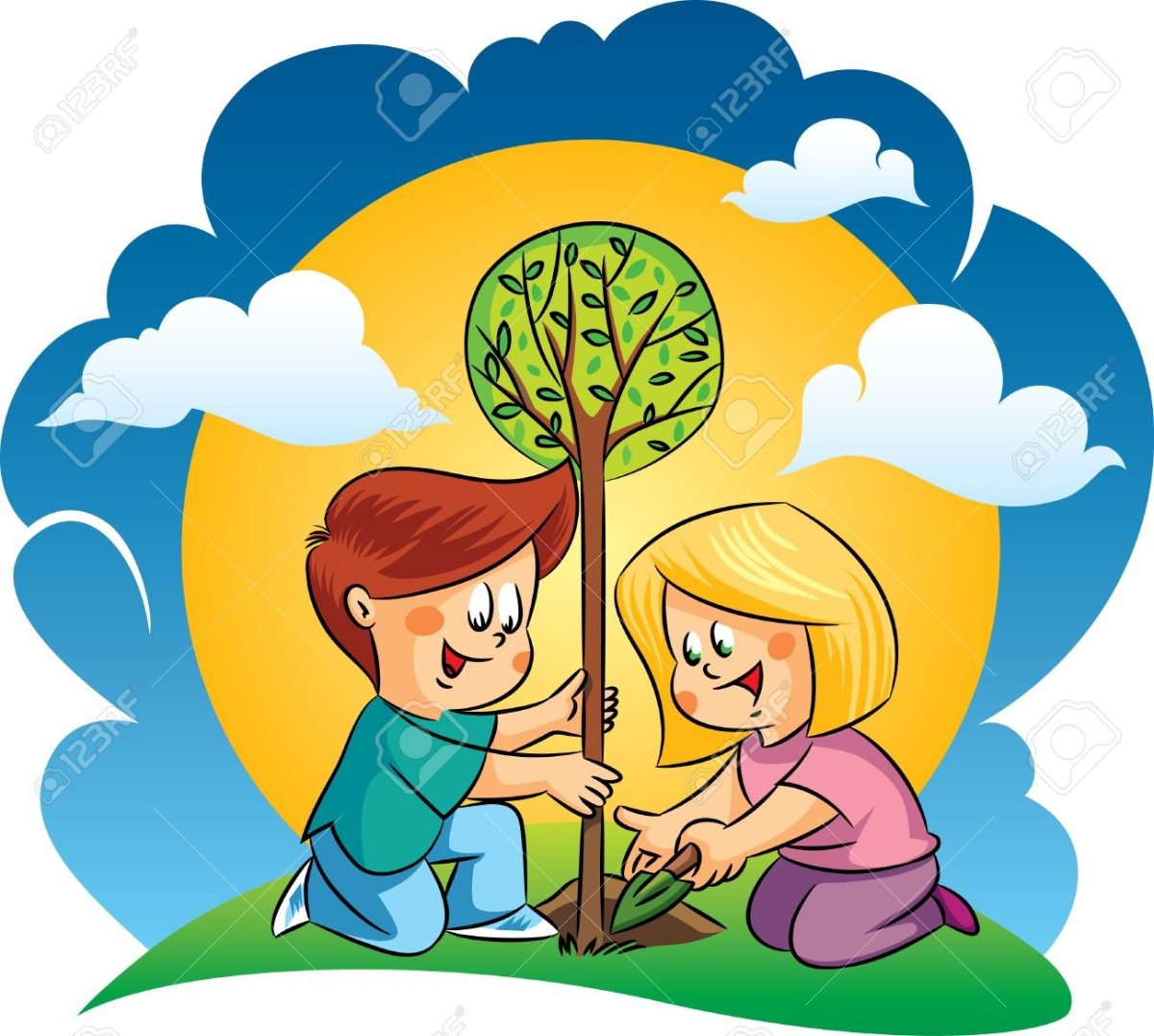 Клипарт дети и природа