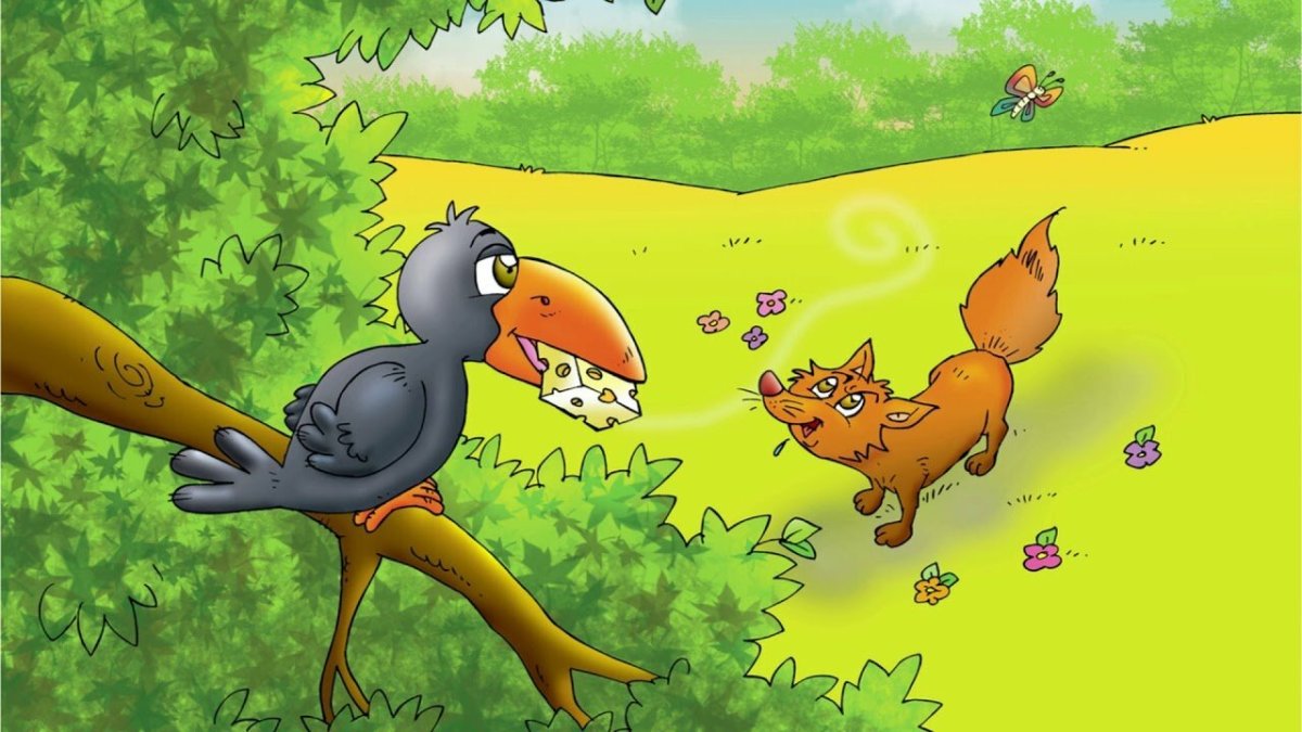 Басня Крылова лиса и ворона и сыр