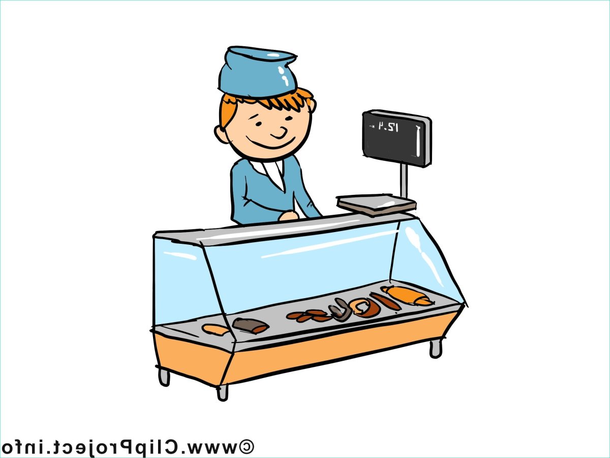 Продавец за прилавком рисунок