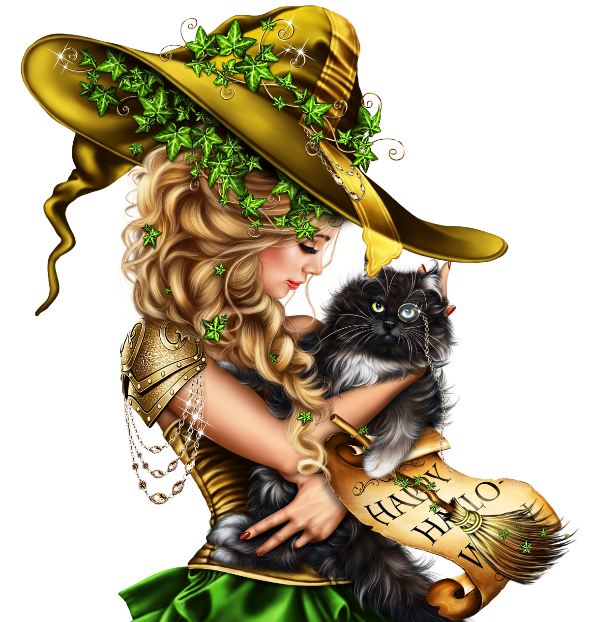 Колдунья с кошкой