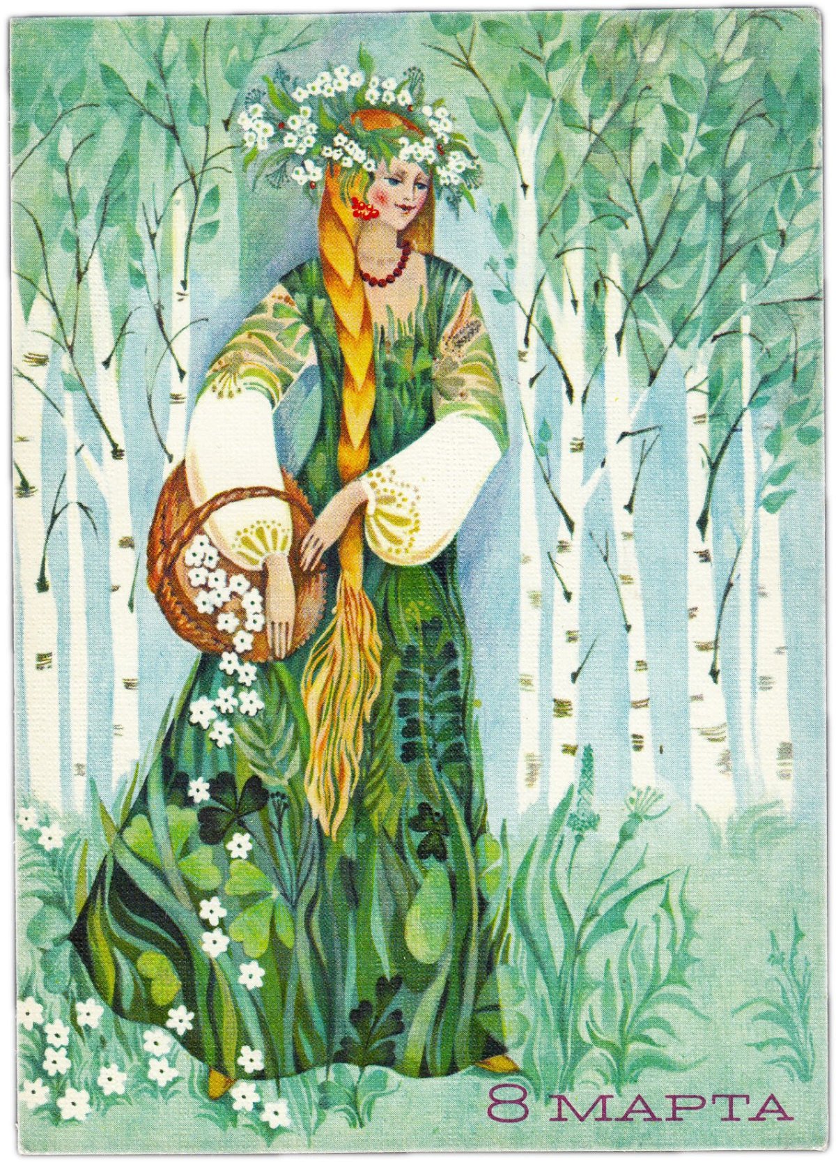 Девушка в цветах рисунок