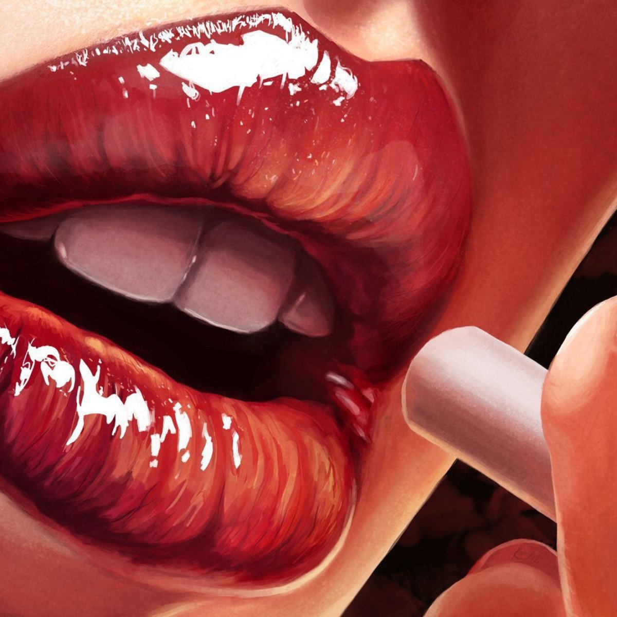 Губы девушки с Чупа чупсом