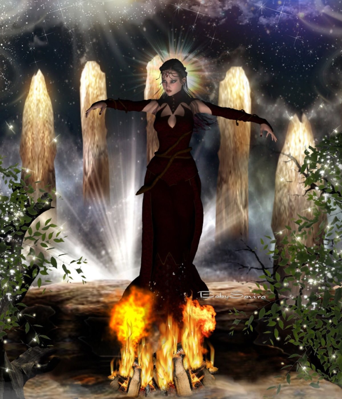 Девушка у костра