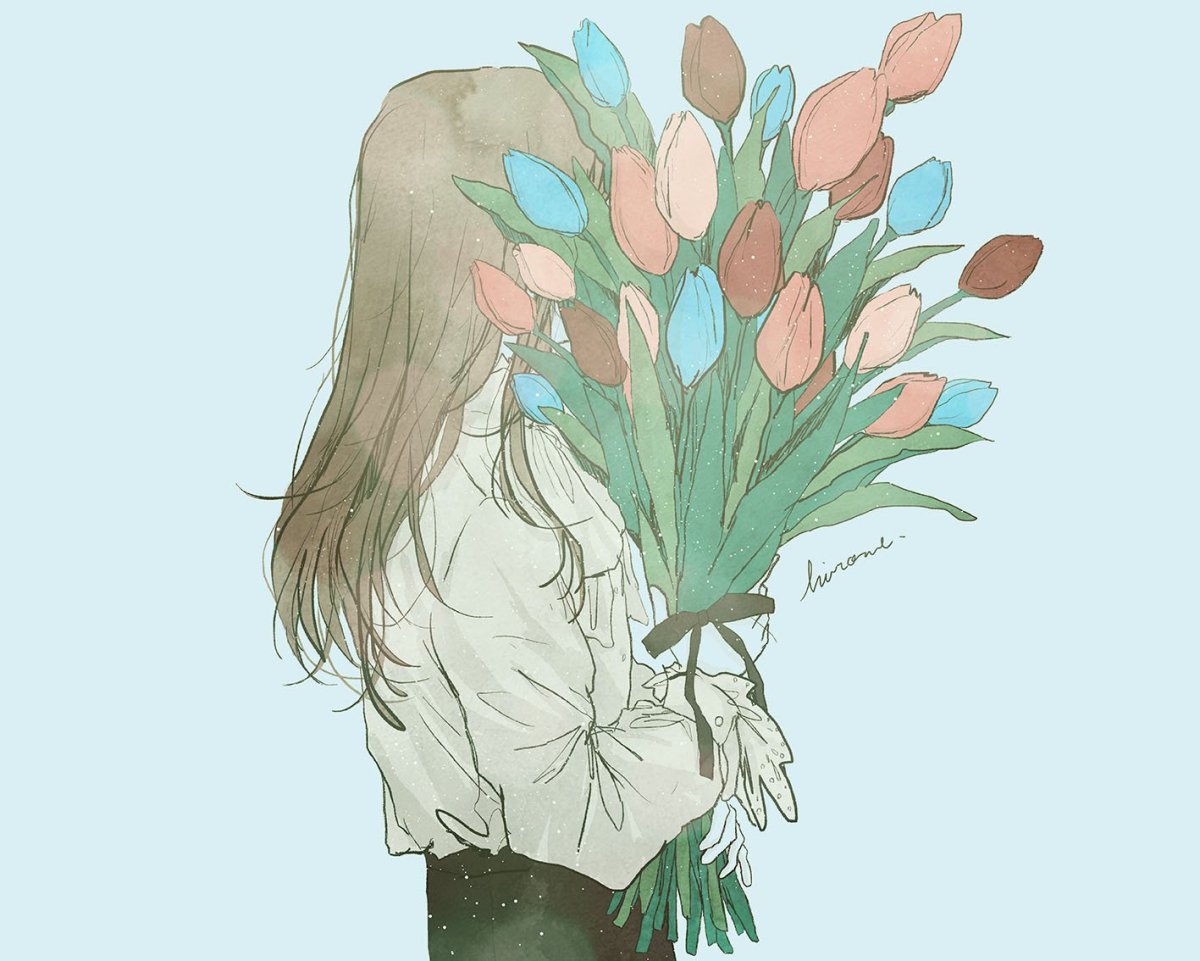 Девочка с тюльпанами Art