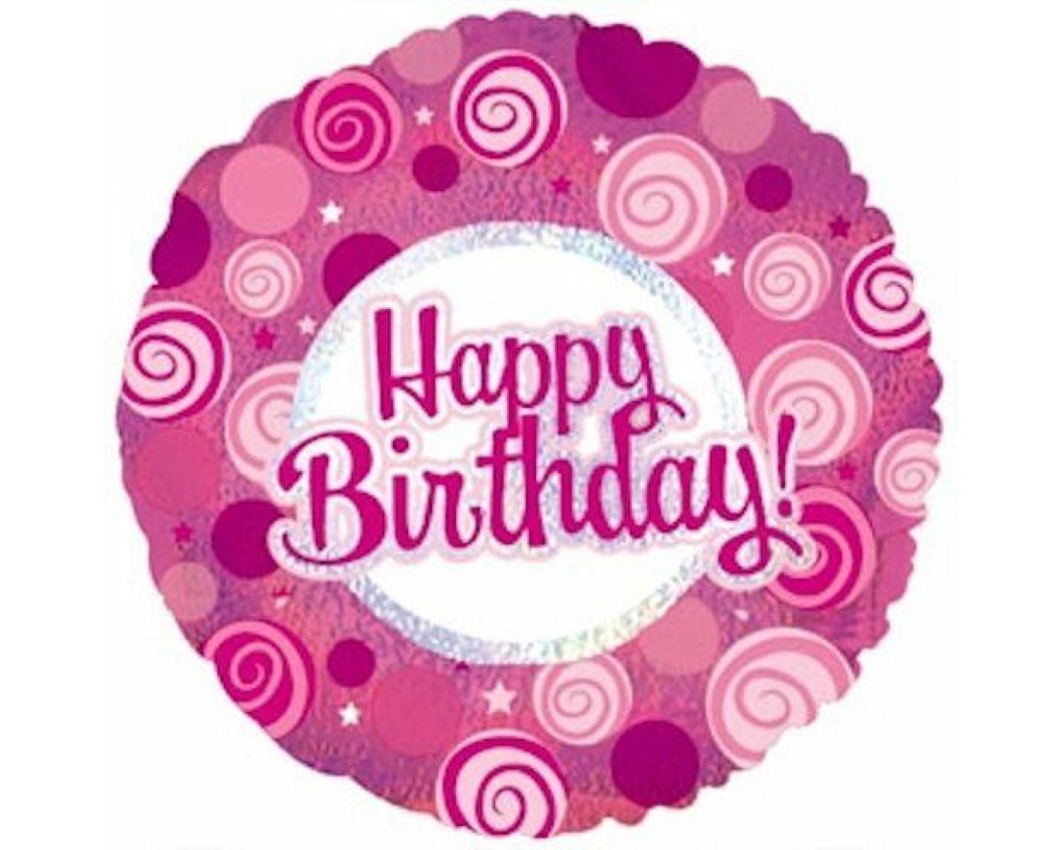 Шар фольгированный с днем рождения розовый круг