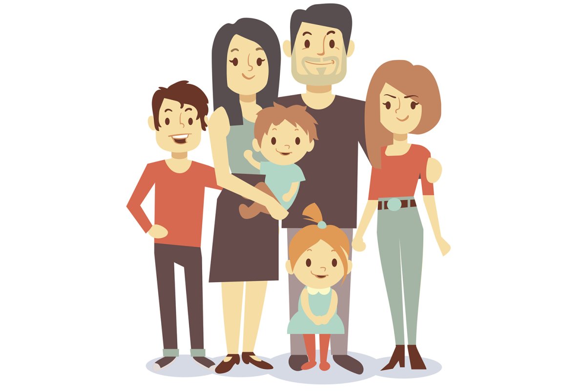 Рисунок семьи в мультяшном стиле