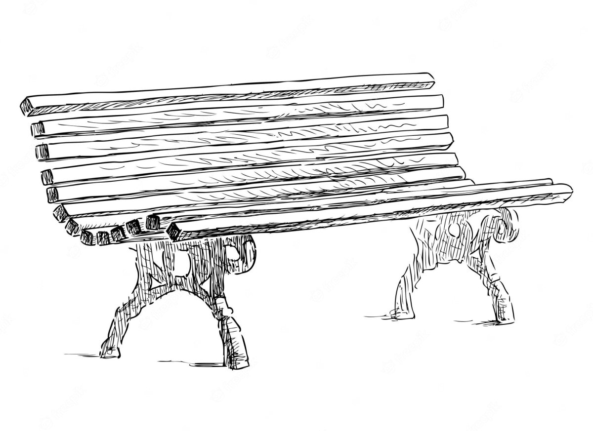 Деревянная скамейка нарисованная
