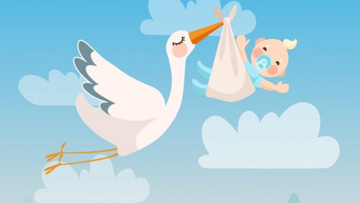 Аист с младенцем