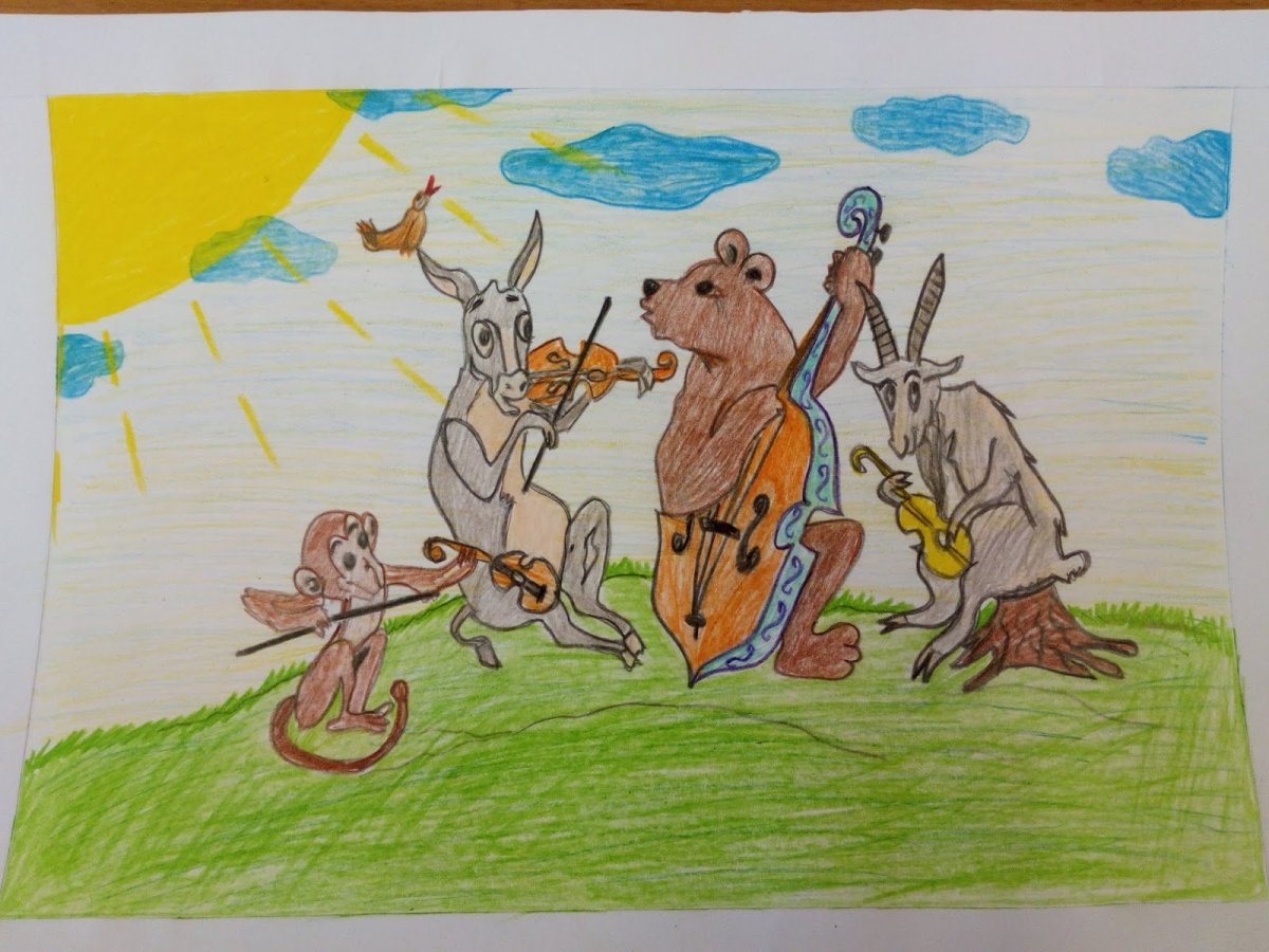 Рисунок квартета из басни Крылова