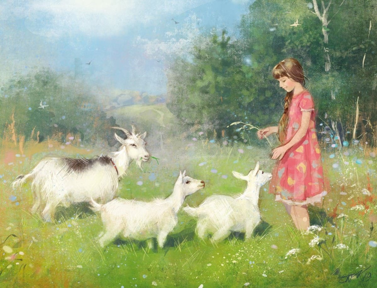 Коза с козлятами для детей