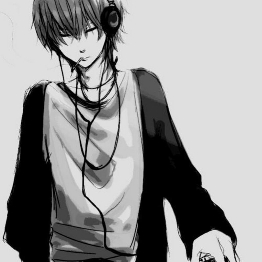 Черно белый арт парень