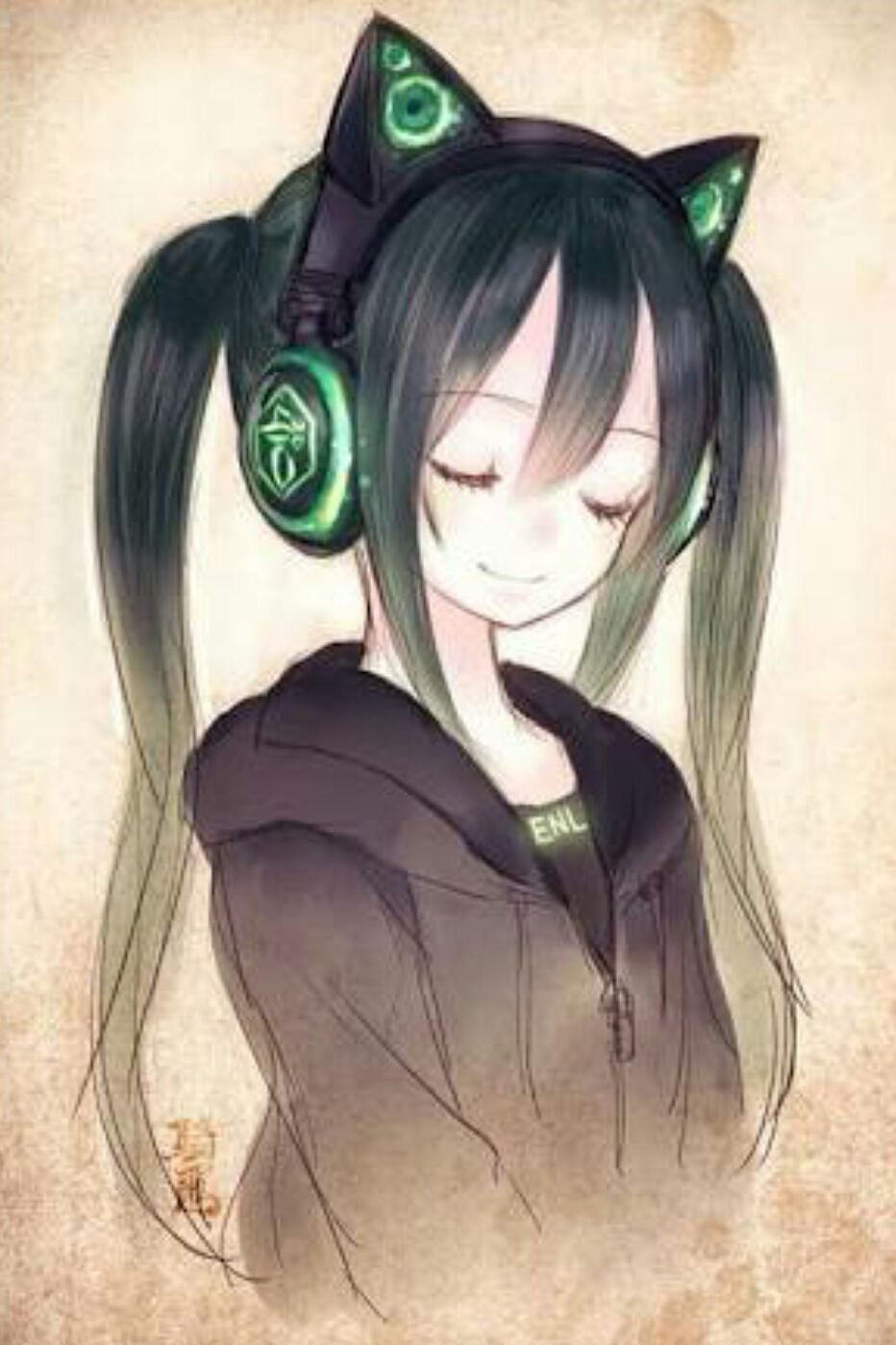 Хатсуне Мику неко наушники