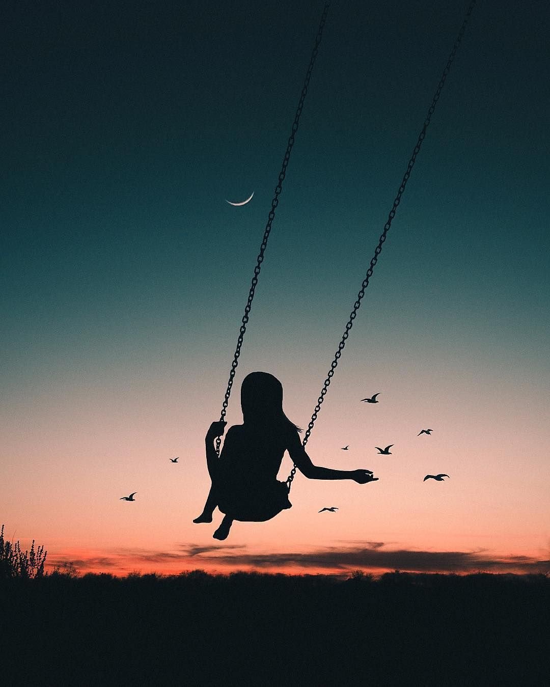 Девочка качели небо