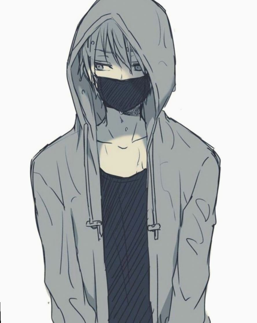 Аниме парень в капюшоне