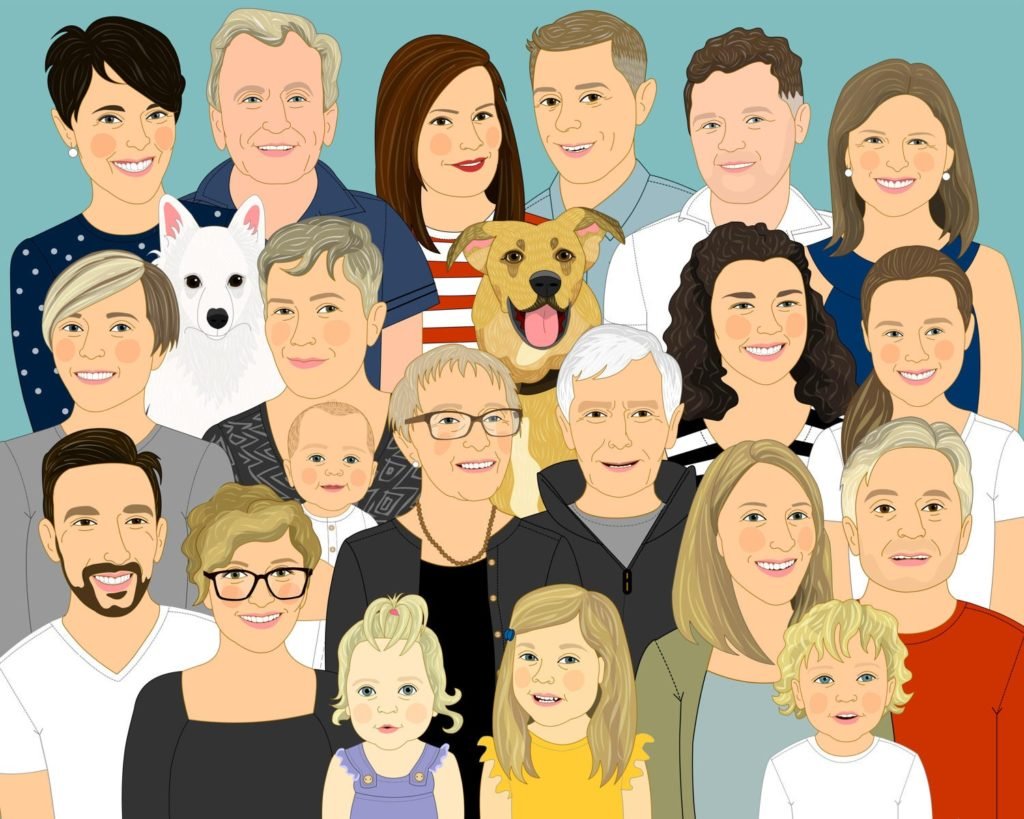Иллюстрация большой семьи