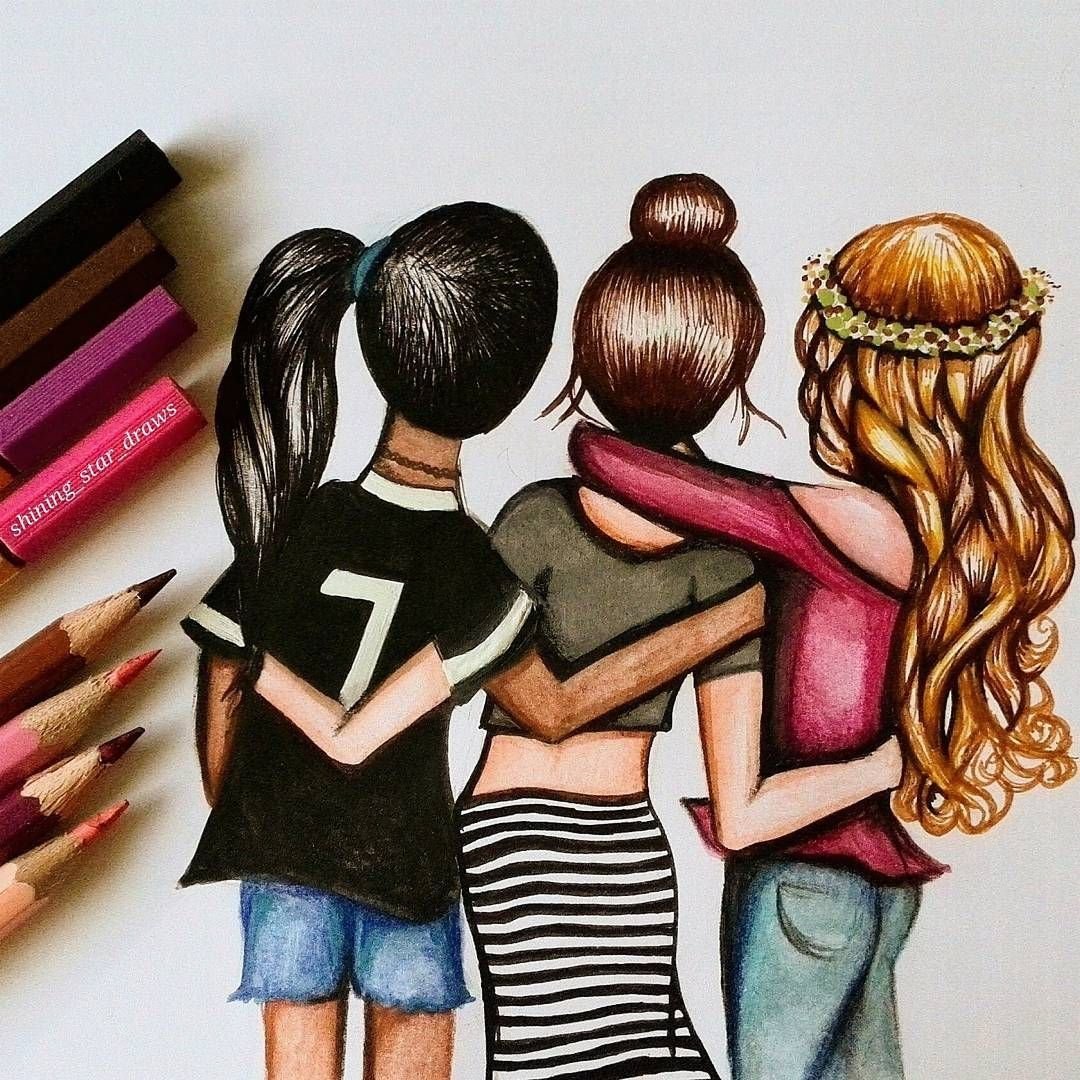 Три подруги на закате