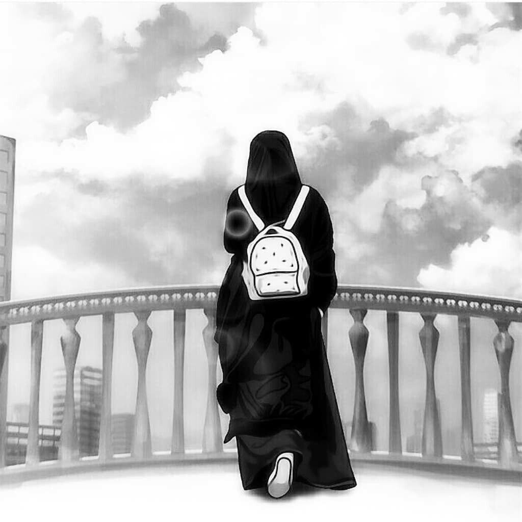 Девушка в хиджабе черный фон