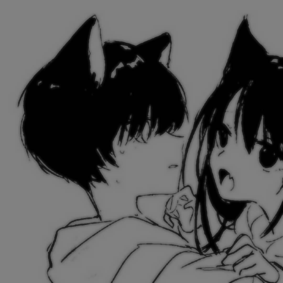 Парные авы аниме черно белые