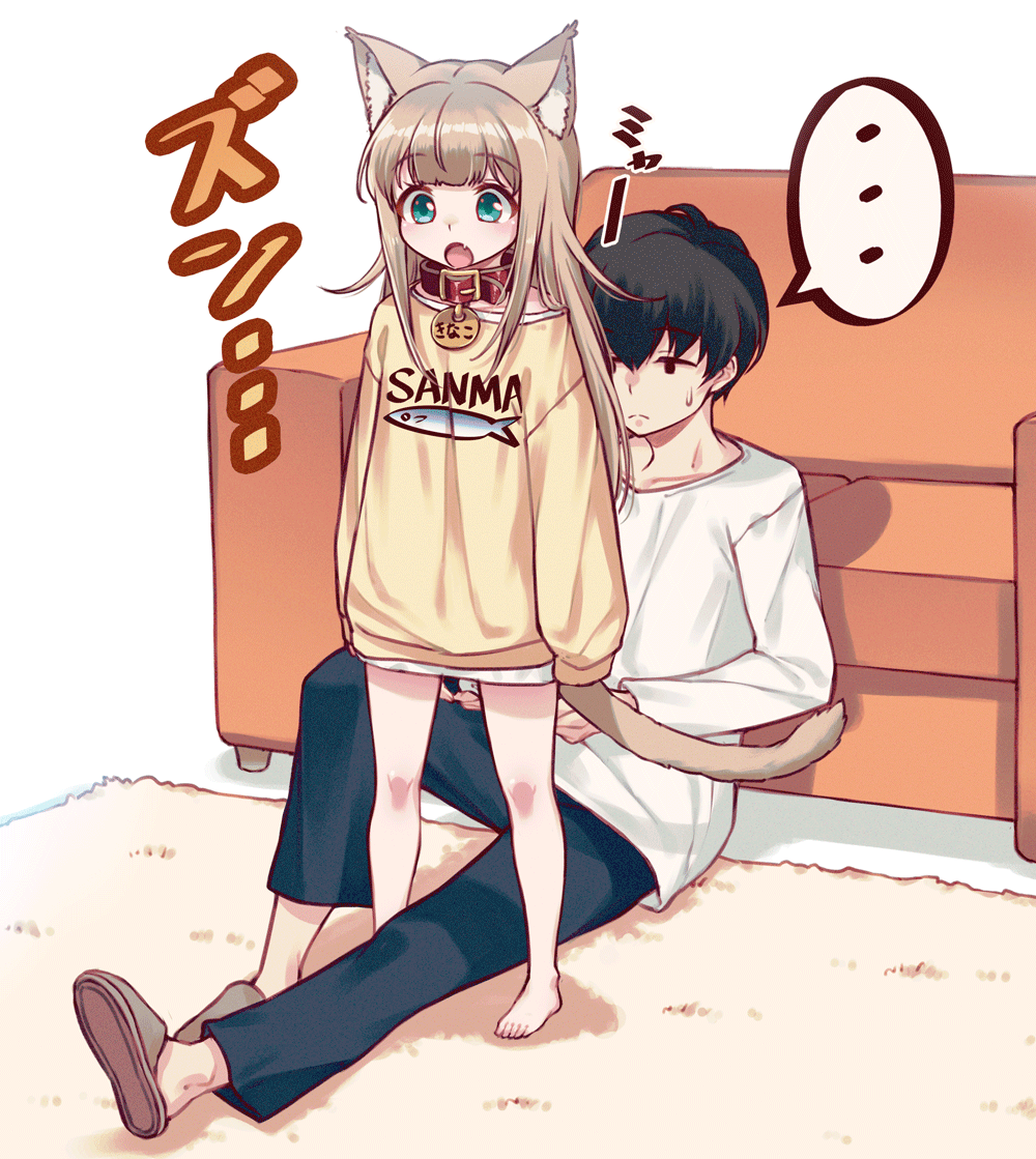 Кошка на голове у человека