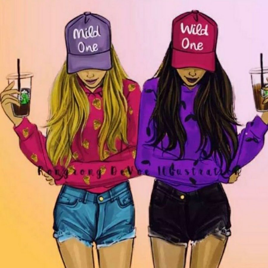 Подруги в мультяшном стиле