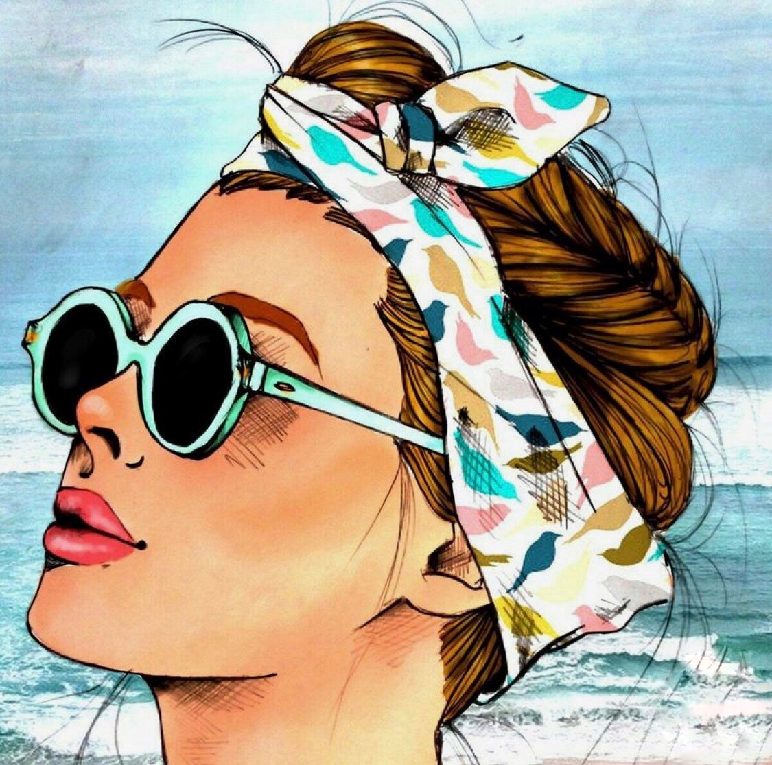 Силуэт женского лица в шляпке