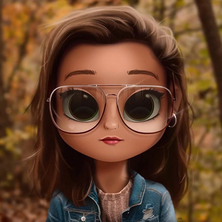 Милые мультяшные девочки в очках