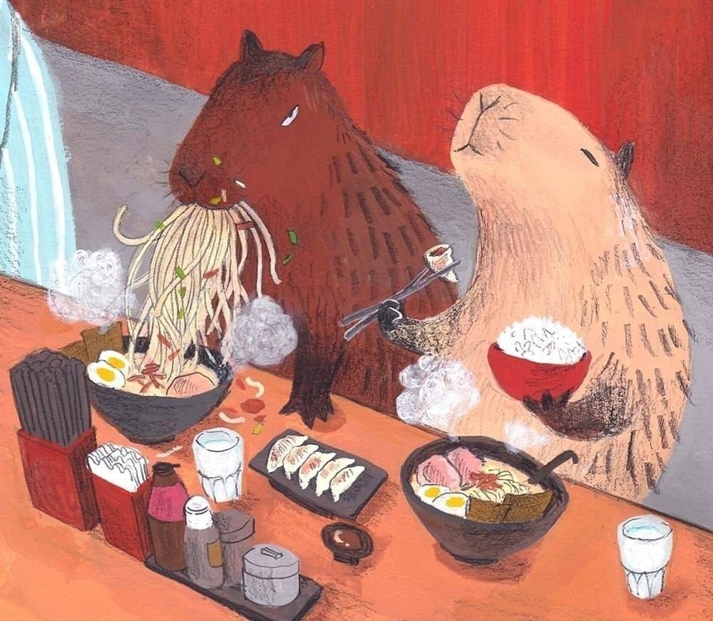 Капибара и девушка