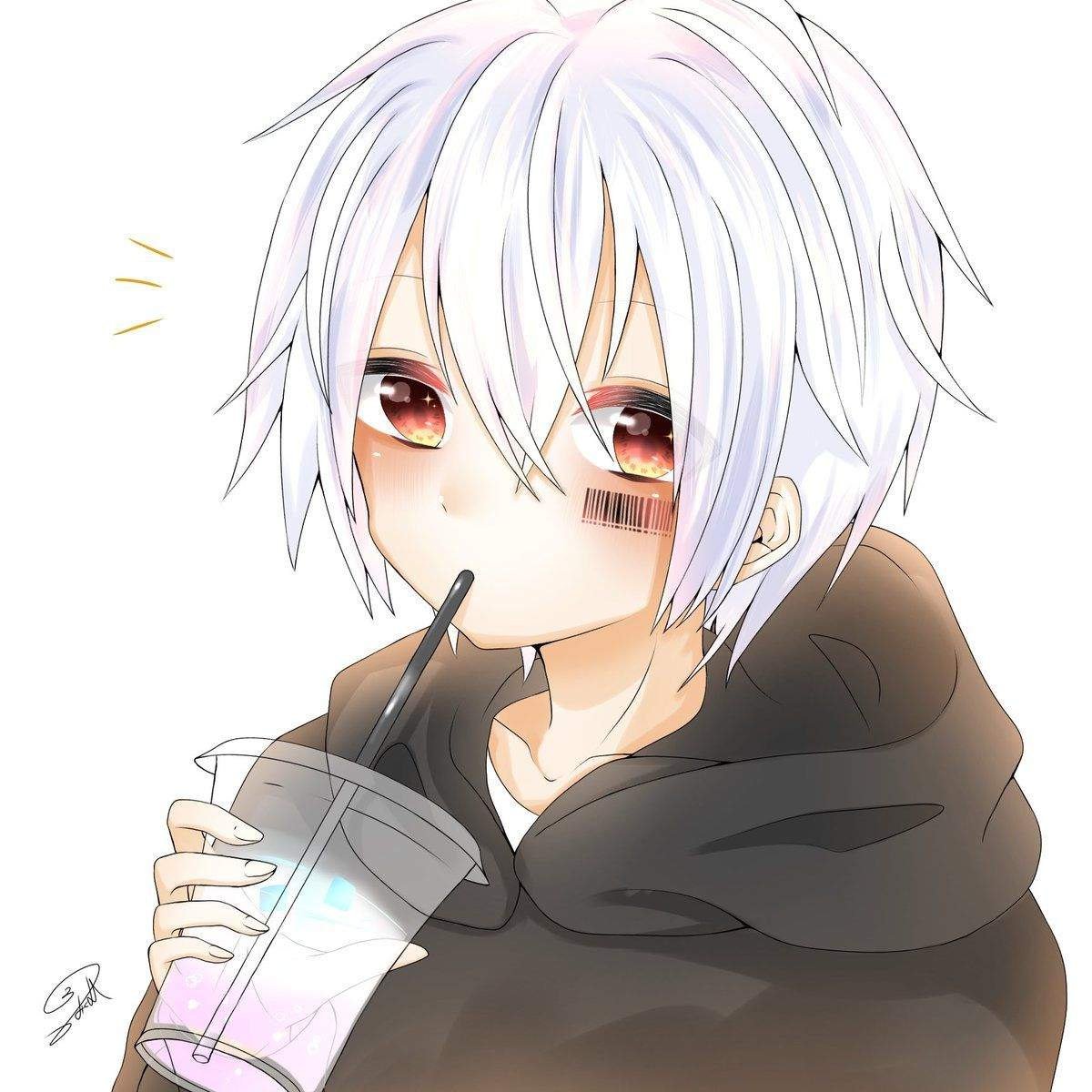 Беловолосый мальчик аниме