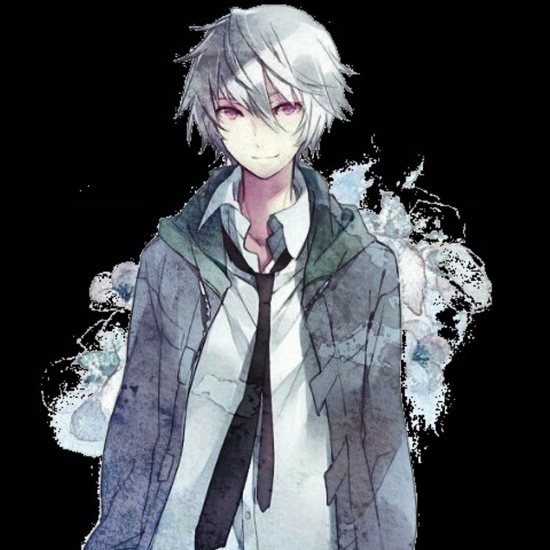 Аниме парень с белыми волосами и красными глазами