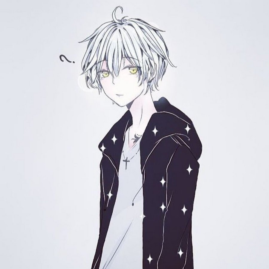 Anime boy White hair Red Eyes