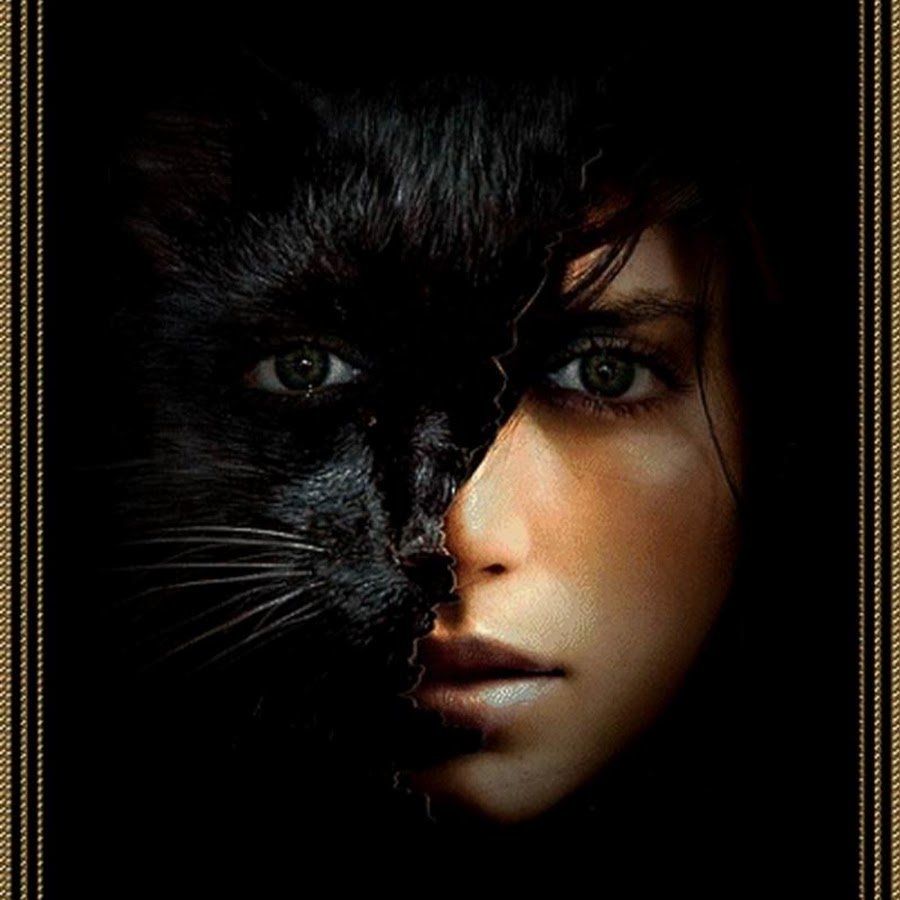 Черная женщина с кошкой