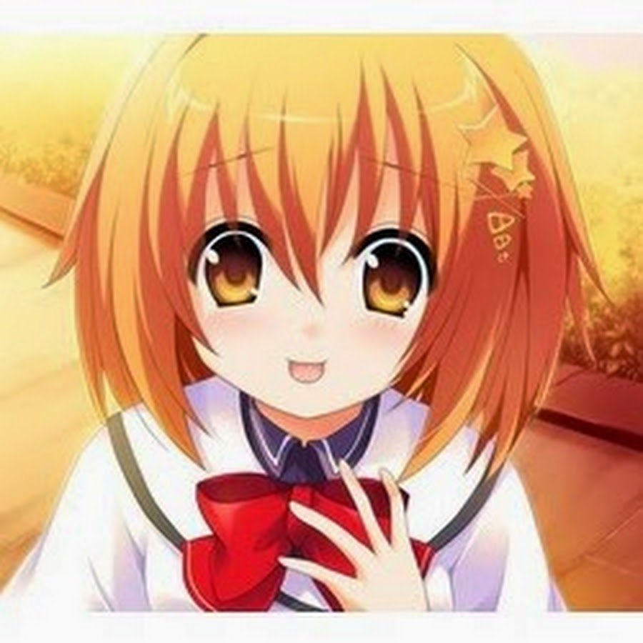 Аниме девушка с оранжевыми волосами