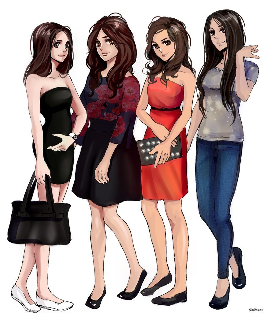 Четыре девушки мультяшные