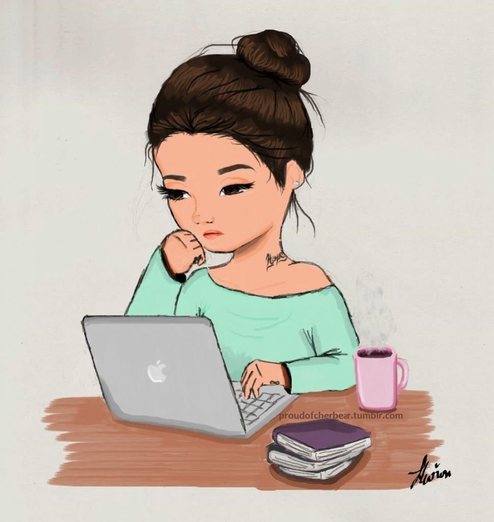 Мультяшные девочки с телефоном