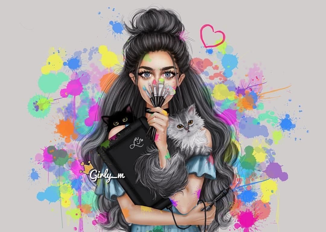 Силуэт девушки на Звездном небе