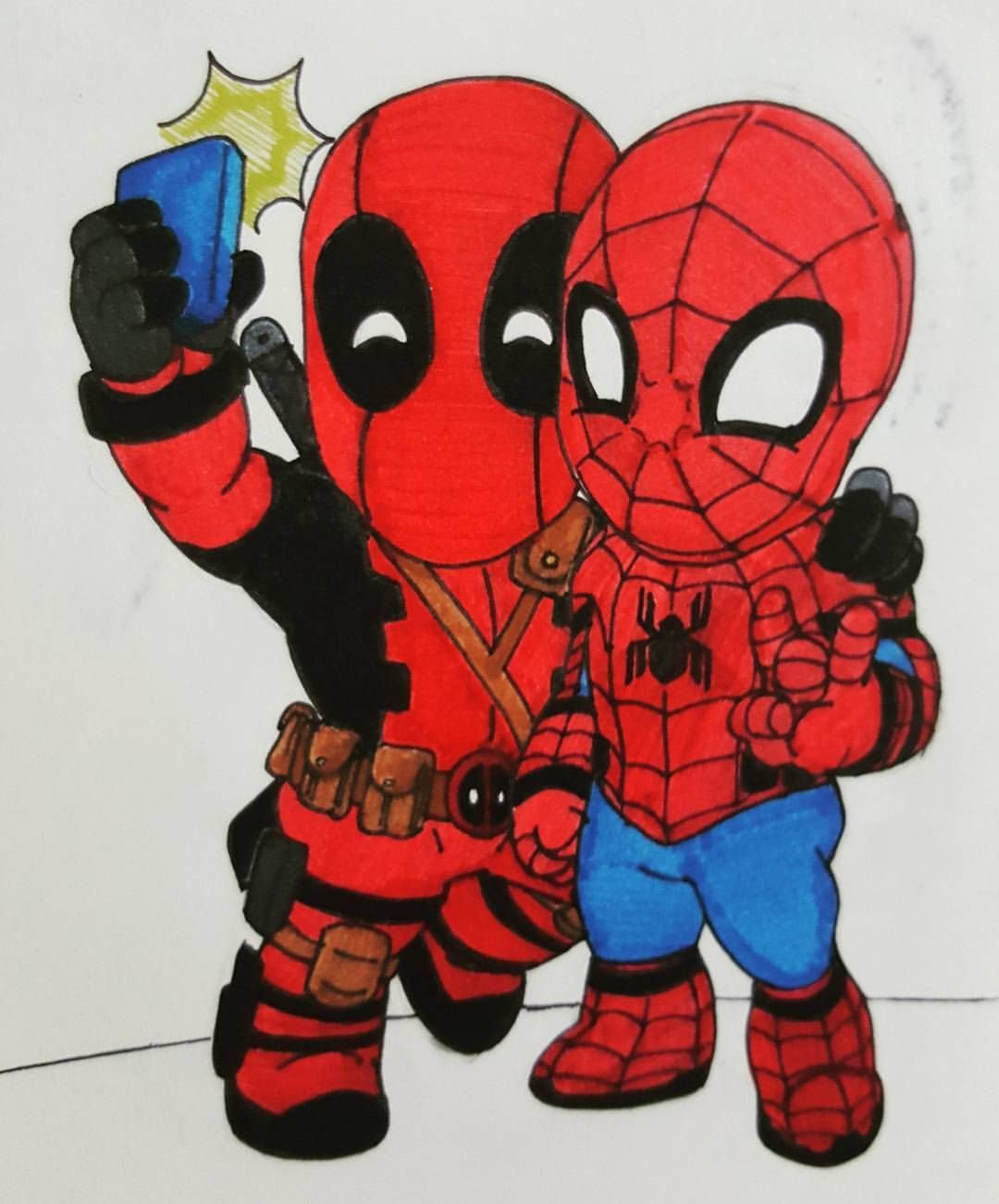 Дэдпул и человек паук рисунок