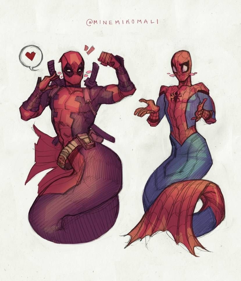 Дэдпул и человек паук арт