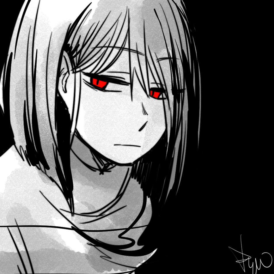 Андертейл Чара черное белое арт