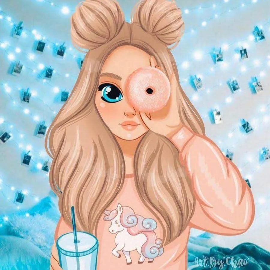 Мультяшная девочка с черными волосами