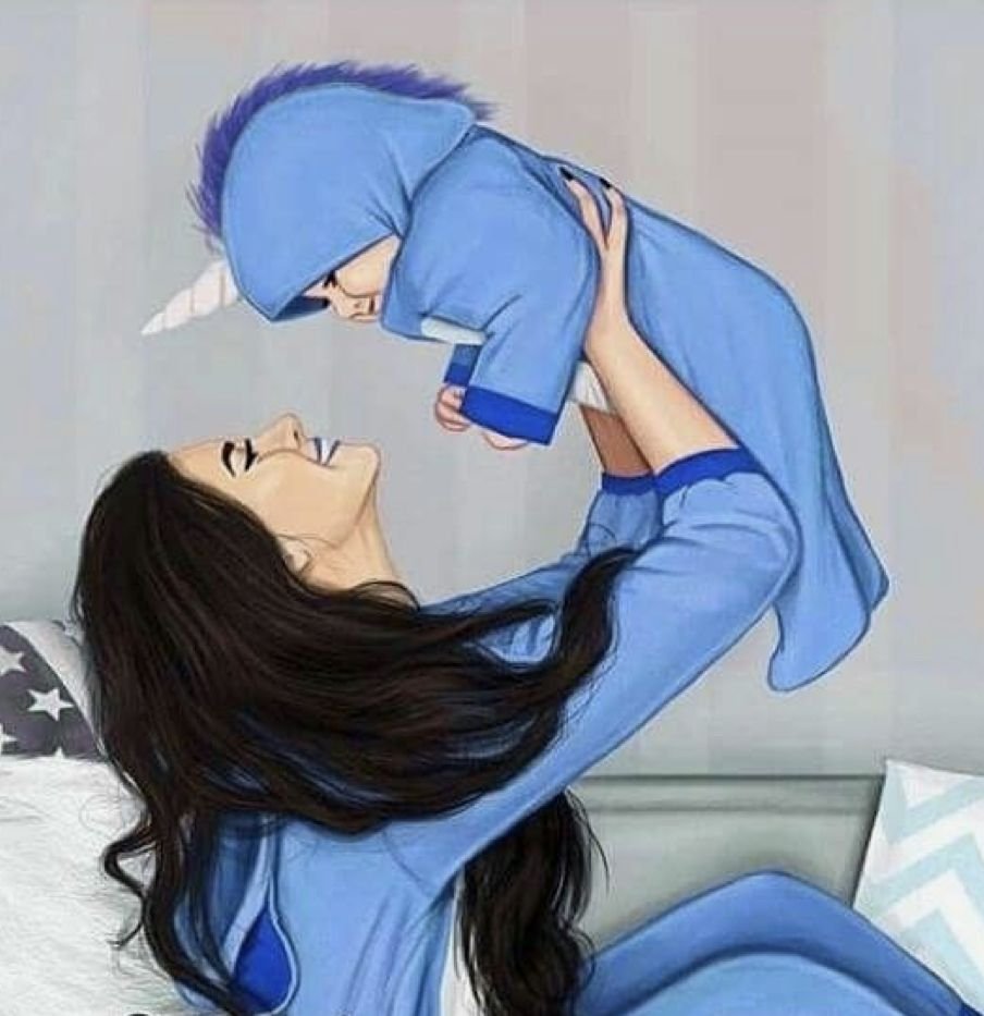 Мультяшная девушка с ребенком