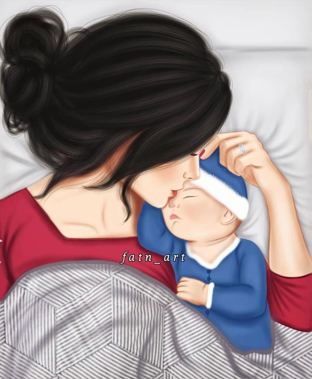 Мама с ребенком арт иллюстрация